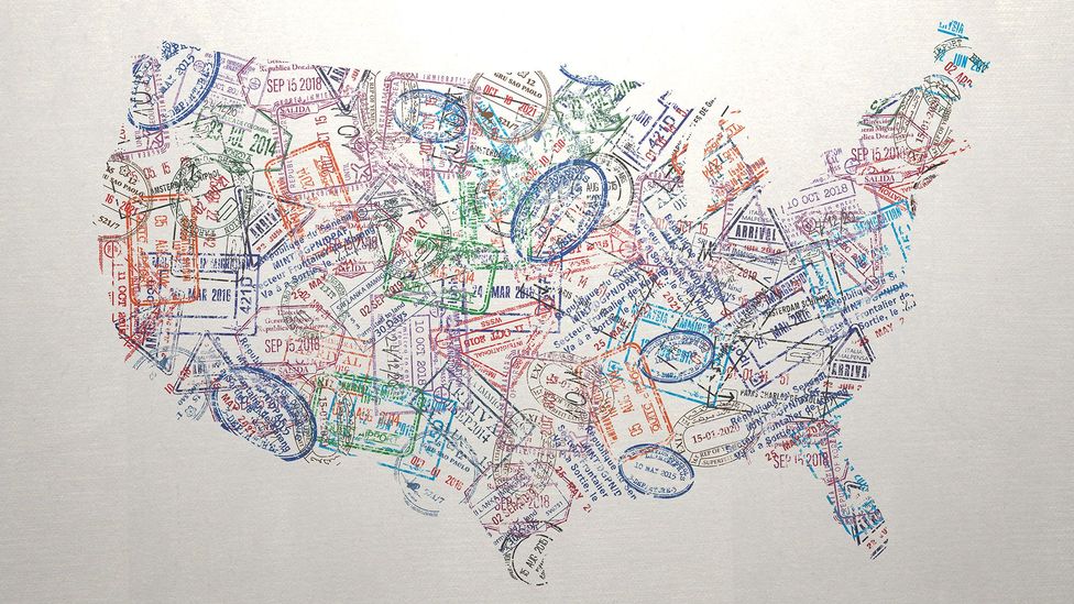 An illustration of a map of the US made of travel stamps (Credit: Getty Images) An illustration of a map of the US made of travel stamps (Credit: Getty Images)