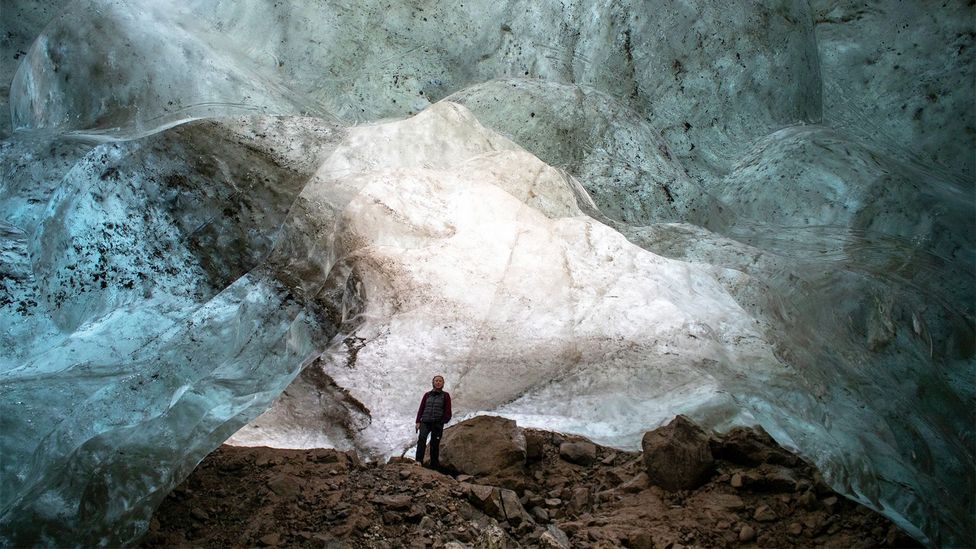 Segreto discovered this glacial cave in East Greenland 10 years ago and now leads visitors inside its icy depths (Credit: Laura Hall) Segreto discovered this glacial cave in East Greenland 10 years ago and now leads visitors inside its icy depths (Credit: Laura Hall)