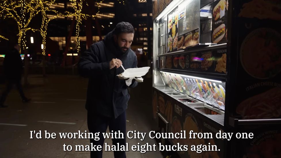 In a campaign video, Mamdani promised to end "halalflation" (Credit: Zohran Mamdani for NYC/YouTube)