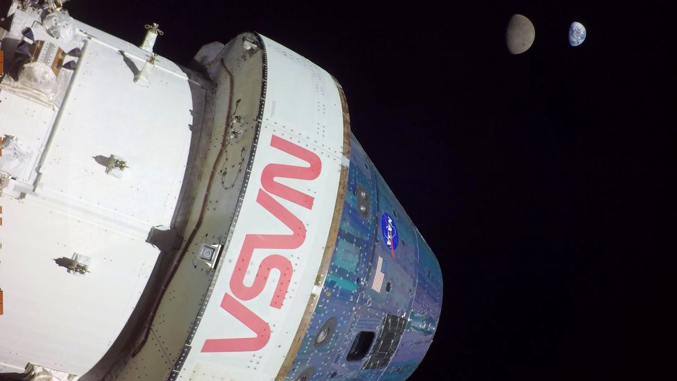 Orion spacecraft with Moon in the background (Credit: Getty Images)