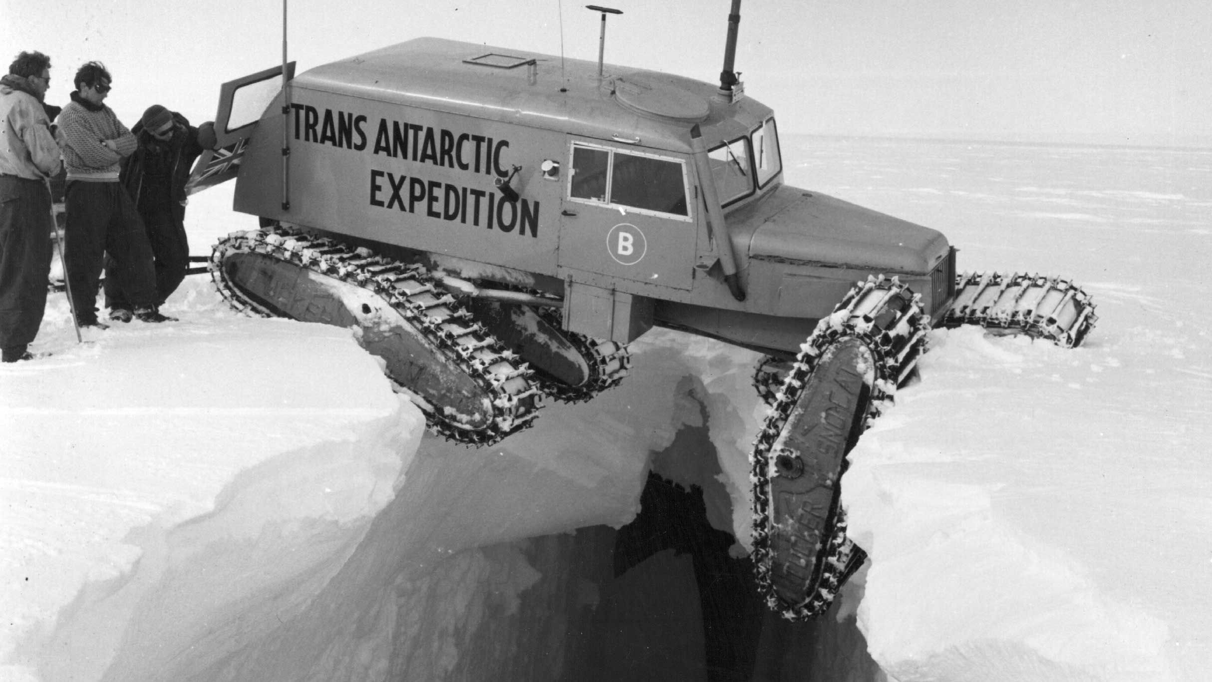 Crevasses can be deadly; this vehicle in the 1950s had a lucky escape (Credit: Getty Images)