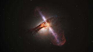 As matter accelerates towards supermassive black holes, jets of superheated gas particles shoot outwards and can be seen by our most powerful telescopes (Credit: Nasa)